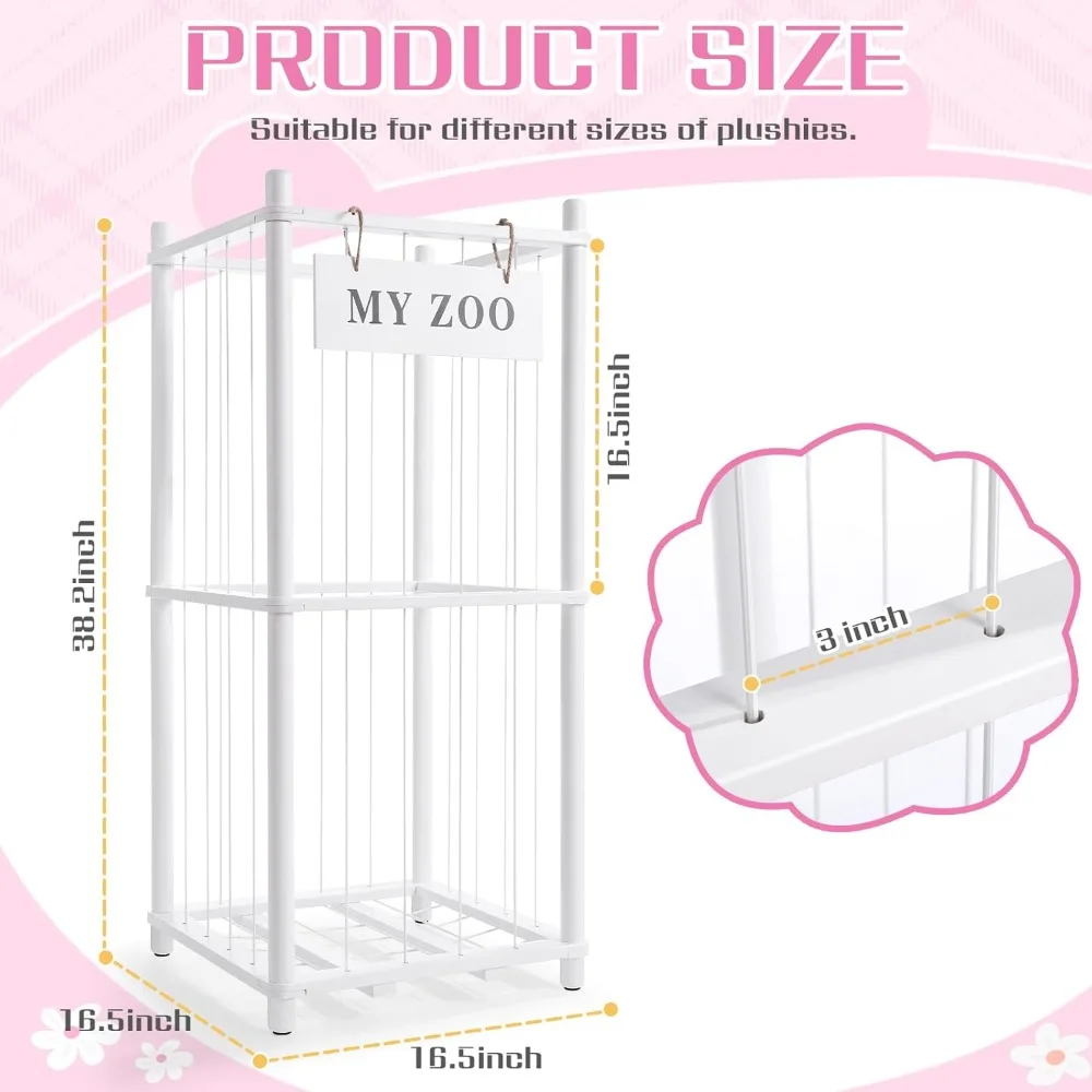 منظم حيوانات الغابات: رف خشبي موفر للمساحة لألعاب الأطفال المحشوة
