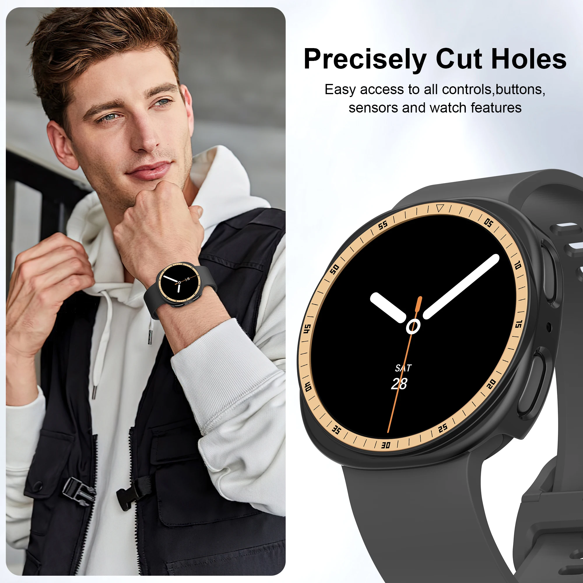 Bezel-Ring+Hülle für Samsung Galaxy Watch 8 9 44mm 40mm Schutz Hartschalen-PC-Bumper Schale Galaxy Watch 9 8 Schutzhülle – Detail 5