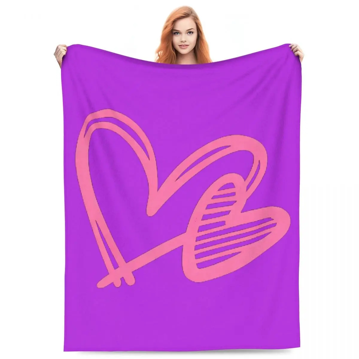 Pink Heart Pattern Blankets Flannel Sofa Throw Blanket Super Soft for Couch Bedding Outdoor Throws Bedspread Quilt