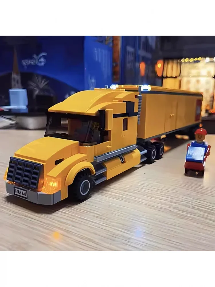 Technische gele leveringstransporterwagen ‌ ‌   60440 Bouwstenen Baksteenfiguren Set Voertuigmodel Kinderen Speelgoed Kinderen Geschenken - afbeelding 2