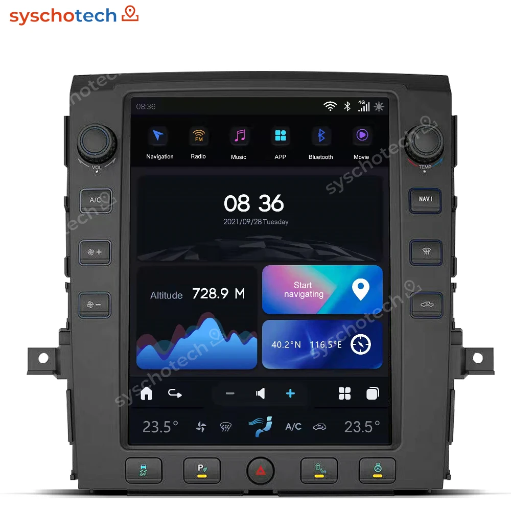 Syschotech Tesla Style 12.1 Inch Head Unit Android Radio For Nissan Titan 2016-2019  Android 11 Car Radio