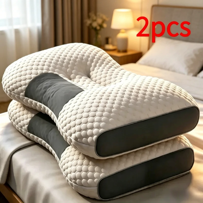 Almohada ortopédica de fibra de soja, soporte cervical ergonómico, diseño de protección para el cuello, almohada suave para el hogar para dormir diariamente