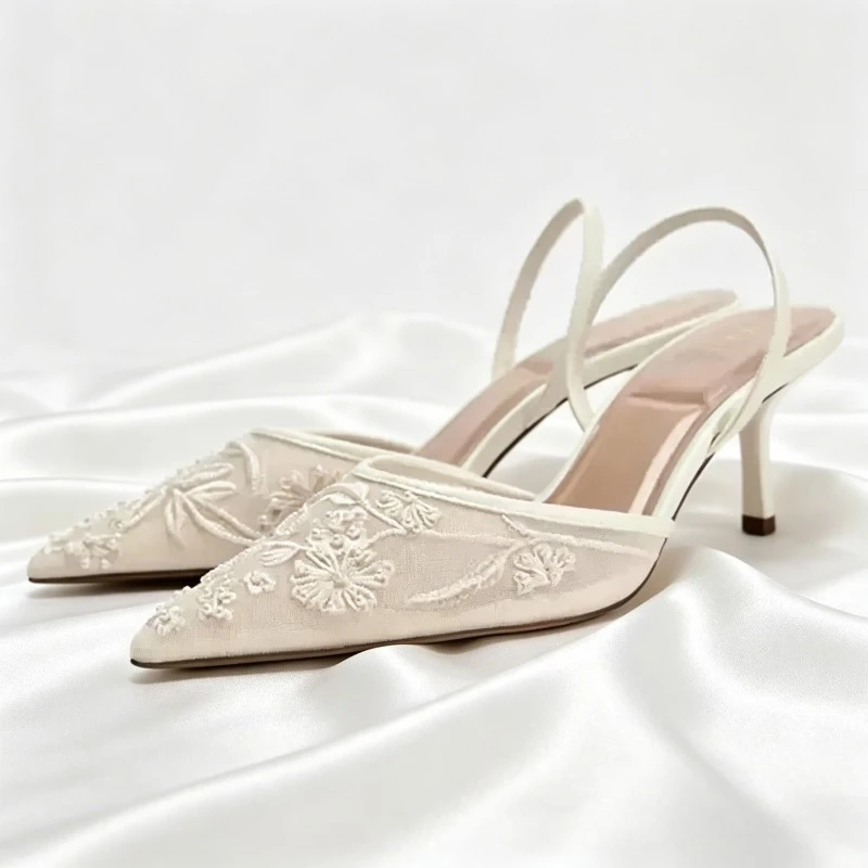 

Mesh Woven Designer High Heels Women Sexy Pointed-toe Pumps Banquet Party Shoes Breathable Elegant Women Sandals Summer 2026