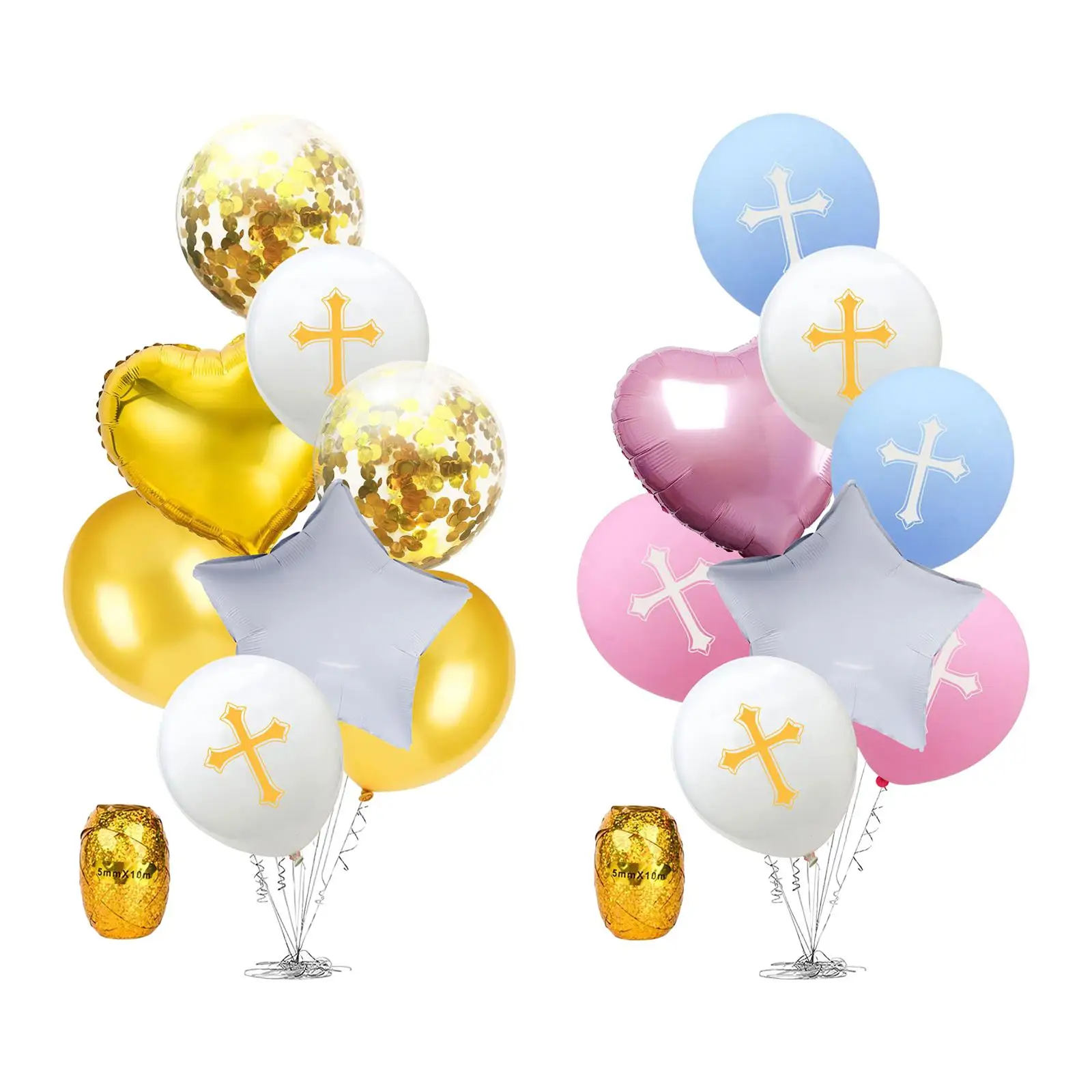 8x Easter Party Balloons Party Supplies with Ribbon Easter Decorations Solemn Latex for Home Christening Prayer Communion Dinner