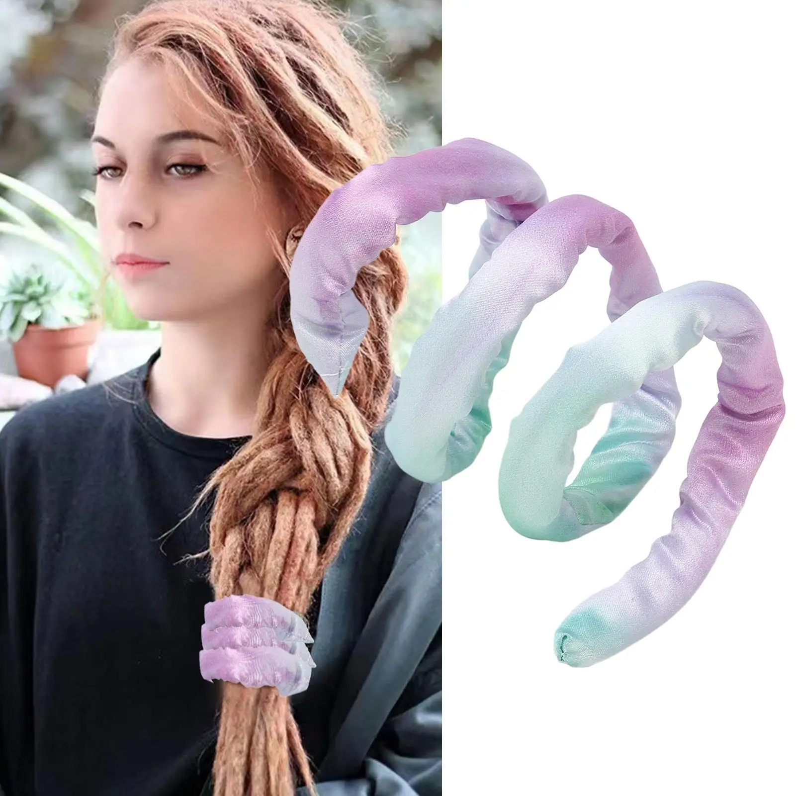 Green Bendable Dreadlocks Hair Tie for woman , Portable Gentle Accessory for thick Hair