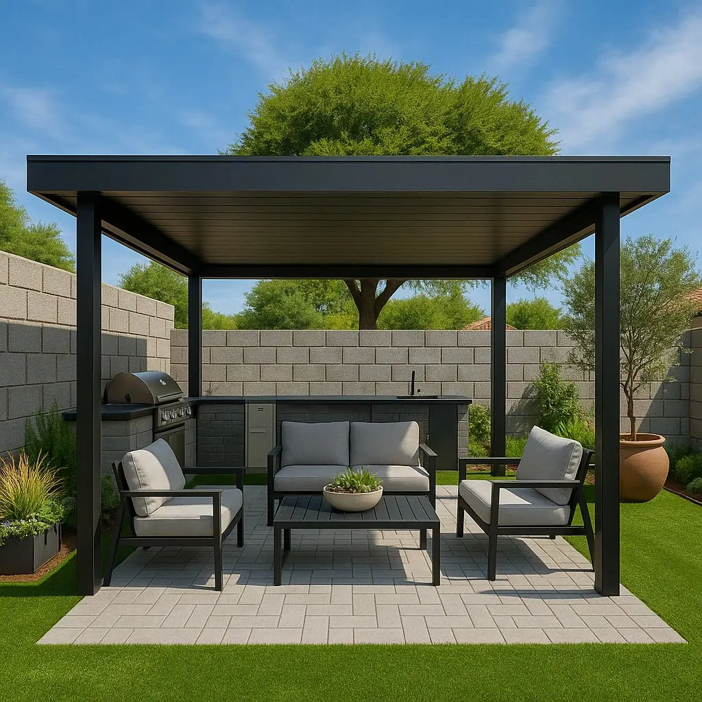 Factory Wholesale of Aluminum Outdoor Pavilion Fashionable Casual Easy To Install Gazebo with LED Lights Sunscreen Pergola