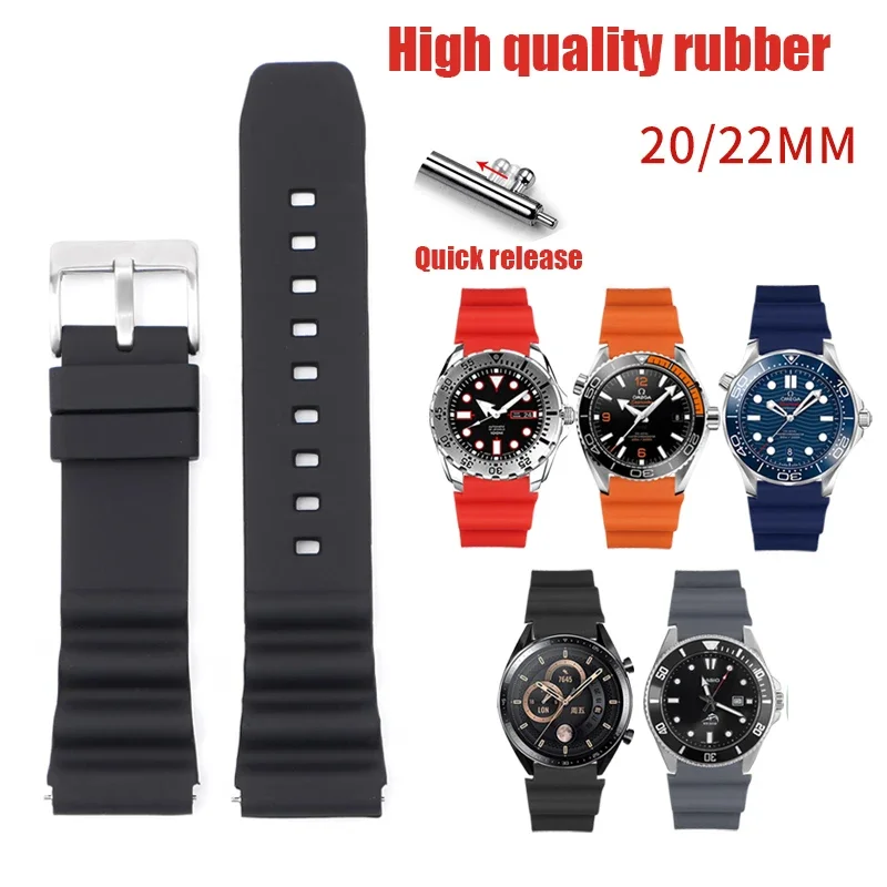 Sport Silikon Armband Männer Im Freien Wasserdichte Universal Quick Release Uhr Band Armband für Omega Seiko Wasser Geist 20mm 22mm
