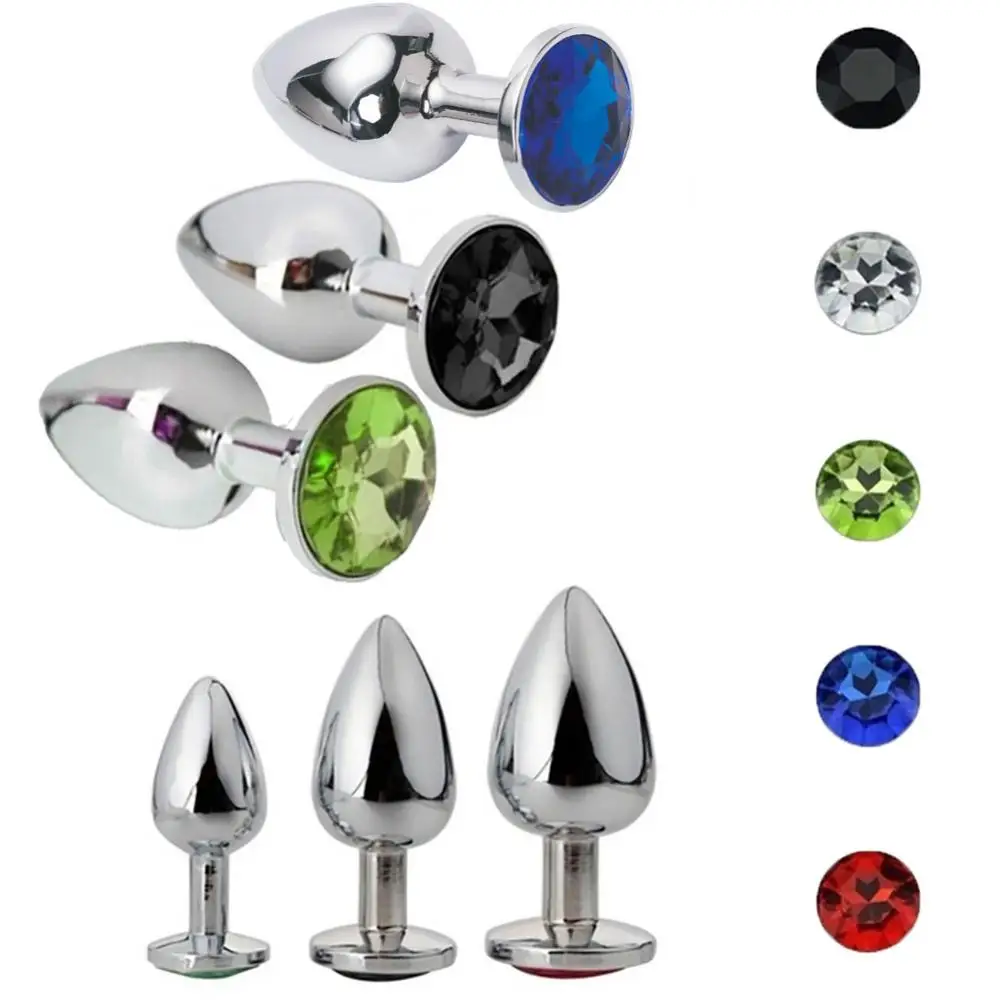 Faux Gemstone Stainless Steel Butt Anal Plug Massager Men Masturbation Sex Toy