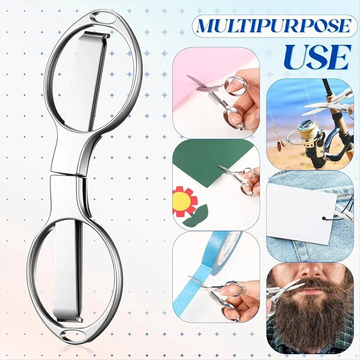 Budget-Friendly-12 Pcs Folding Stainless Steel Scissors with 12 Keychains Portable Mini Badge-Safety Scissors for Nurse, , Craft