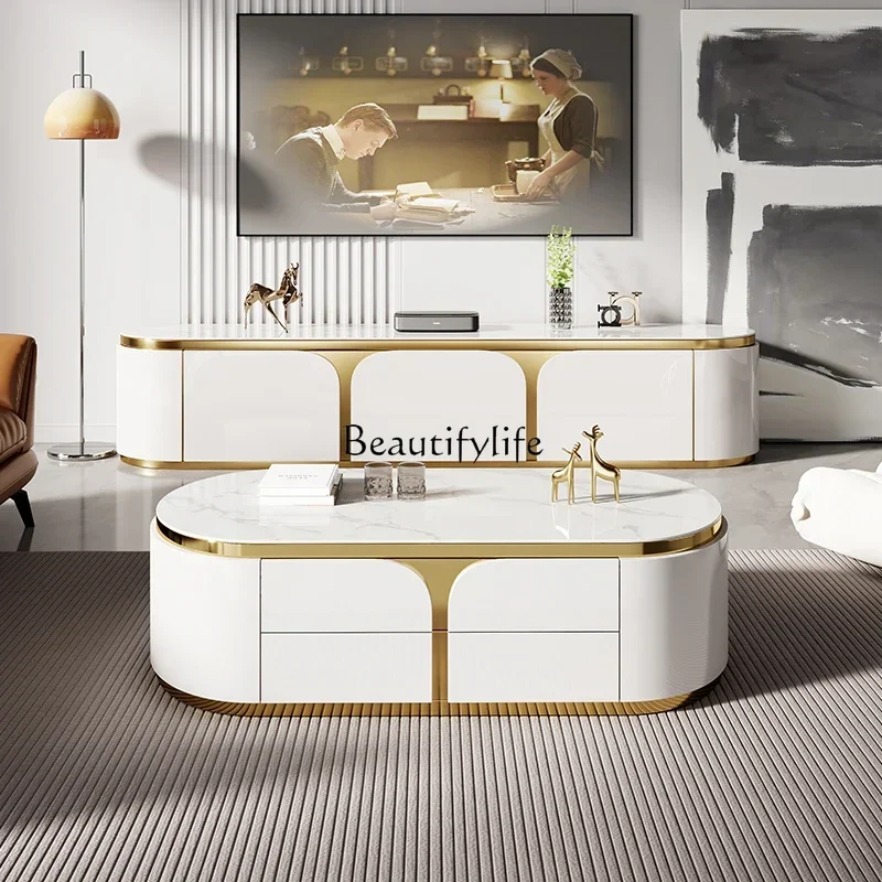 

FG11Italian rock slab coffee table Modern minimalist living room Home solid wood tea table