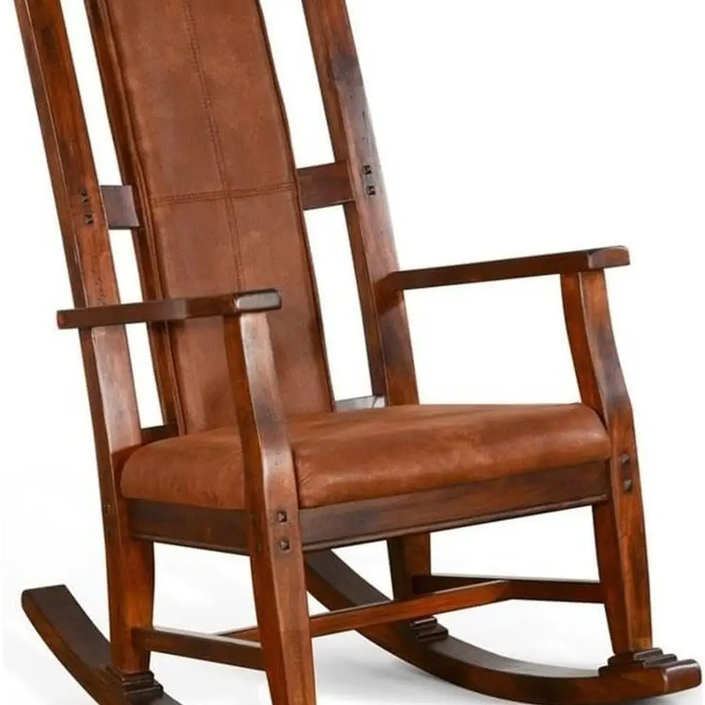 

Деревянное кресло-качалка для дома с подушкой, высокая спинка, простая сборка, 41H x 26W x 22,5D