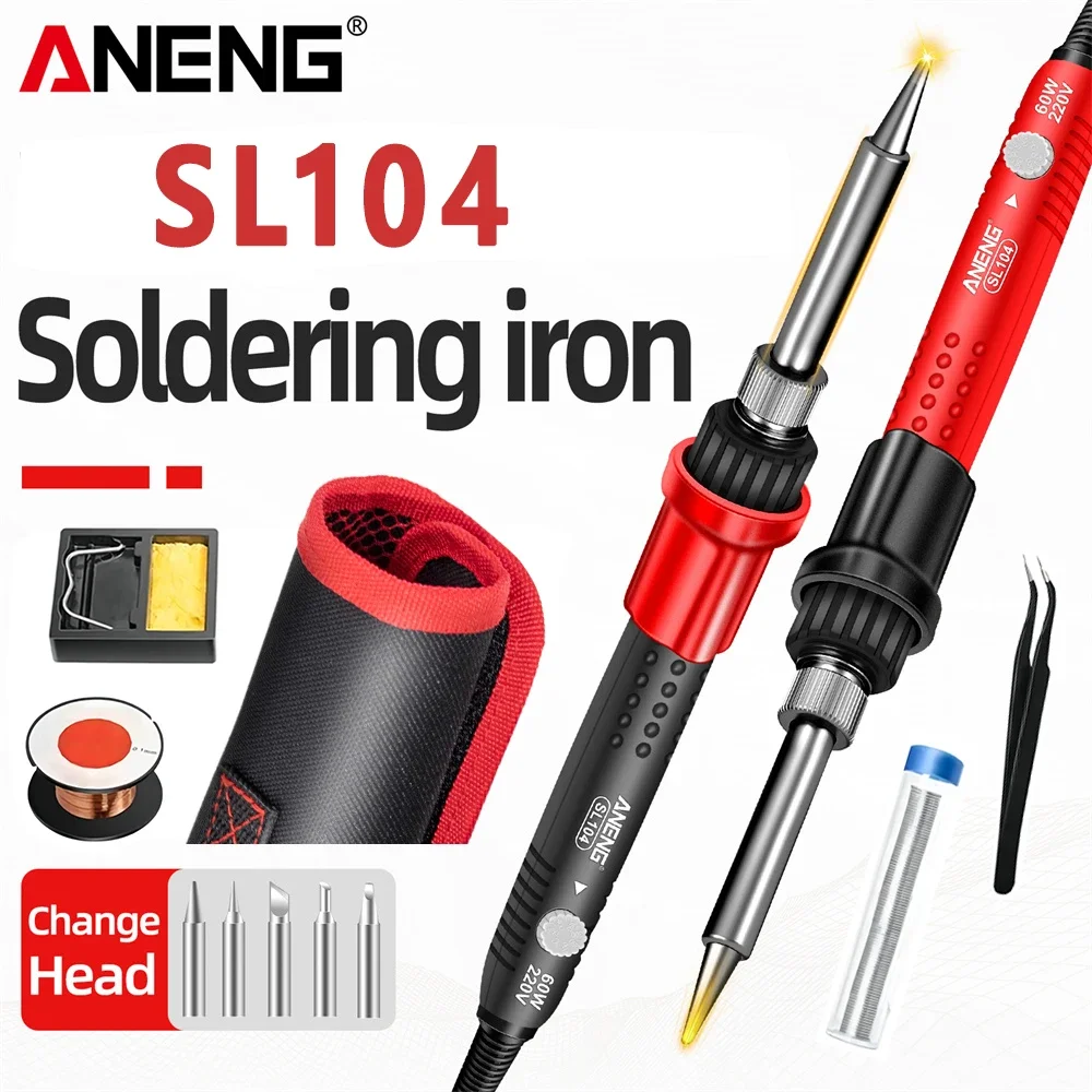 ANENG SL104 60W Electric Soldering Iron 11 Kits Set Ceramic Heater Solder Tips Quick Tin Equipment Electric Welding Repair Tools