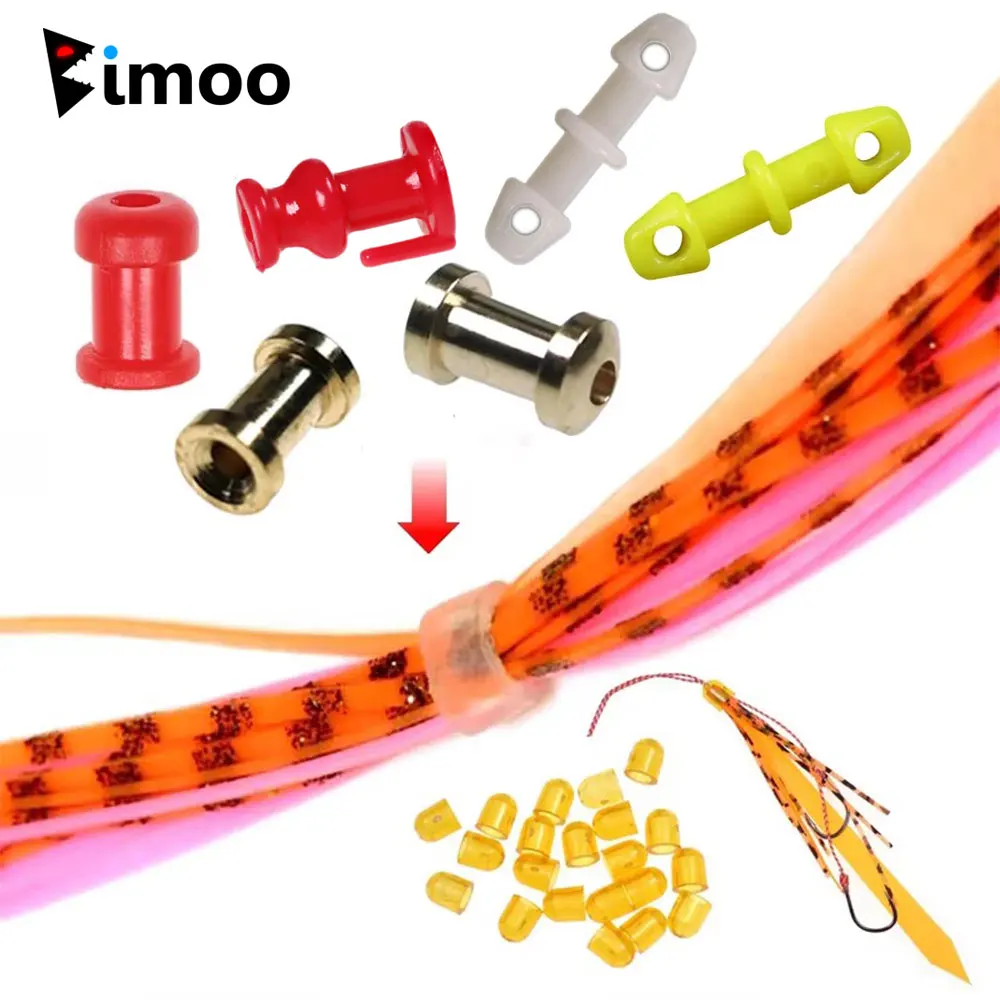 Bimoo 20 Stück Jig-Assist-Haken, Gleitkomponenten, Salzwasser-Angelausrüstung, Silikon-Skirts und Gummi-Befestigungsteile, Zubehör
