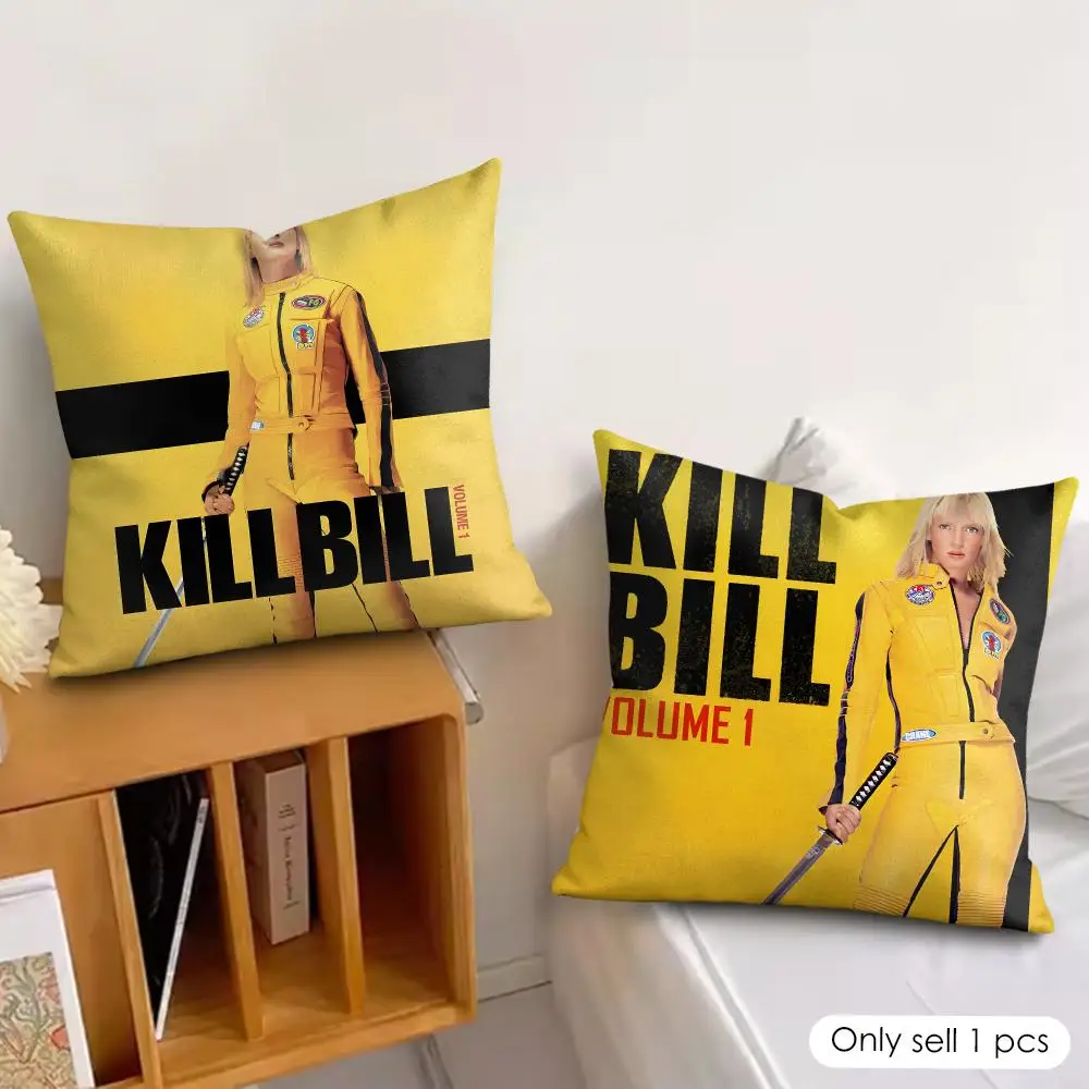 Movie K-Kill Bill Bold Style Cushion Cover Soft Plush Fabric Double-Sided Printed Pillowcase for All Seasons Home Decor