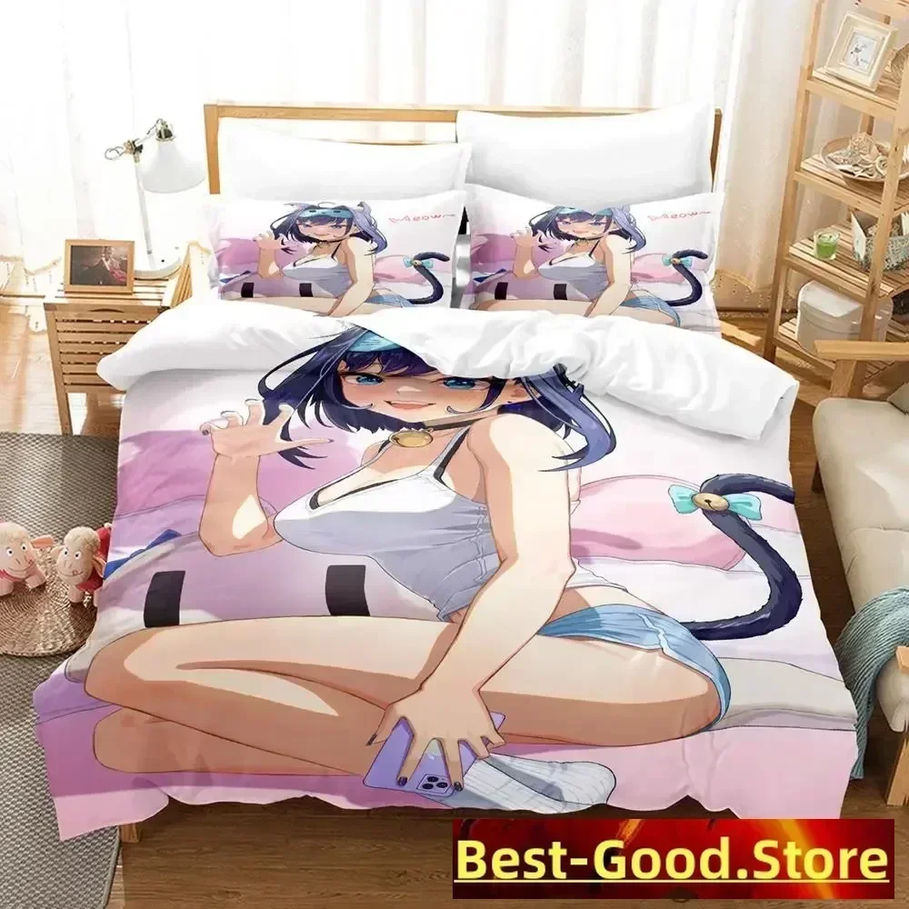 

2023 Ouro Kronii Bedding Set Duvet Cover Sheet Printed Bed Set Pillowcase Bed Full Queen King Size Comforter Bedroom