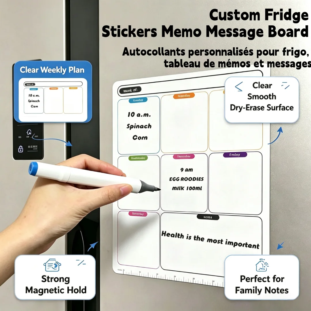 Customized Printing Paper Calendar Fridge Magnet Erasable Flexible Refrigerator Magnet Magnetic Fridge Whiteboard Sticker