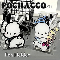 Kawaii Sanrio Pochacco Pen Holder Cartoon Pencil Case Hello Kitty Anime School Office Assemble Clear Pen Container Stationery