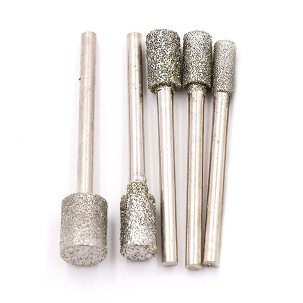 

Emery Grinding Burr 5Pcs 60 Grit Cylindrical Design 3mm Shank for Metal Jade Polishing Carving Engraving Glass Wood Ceramic