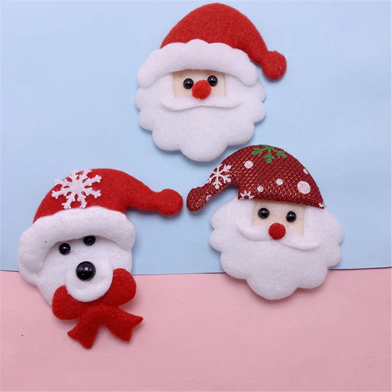 50pcs/lot new creative 9cm xmas santa claus charm connectors for diy ornament hair xmas tree decor jewelry accessories material