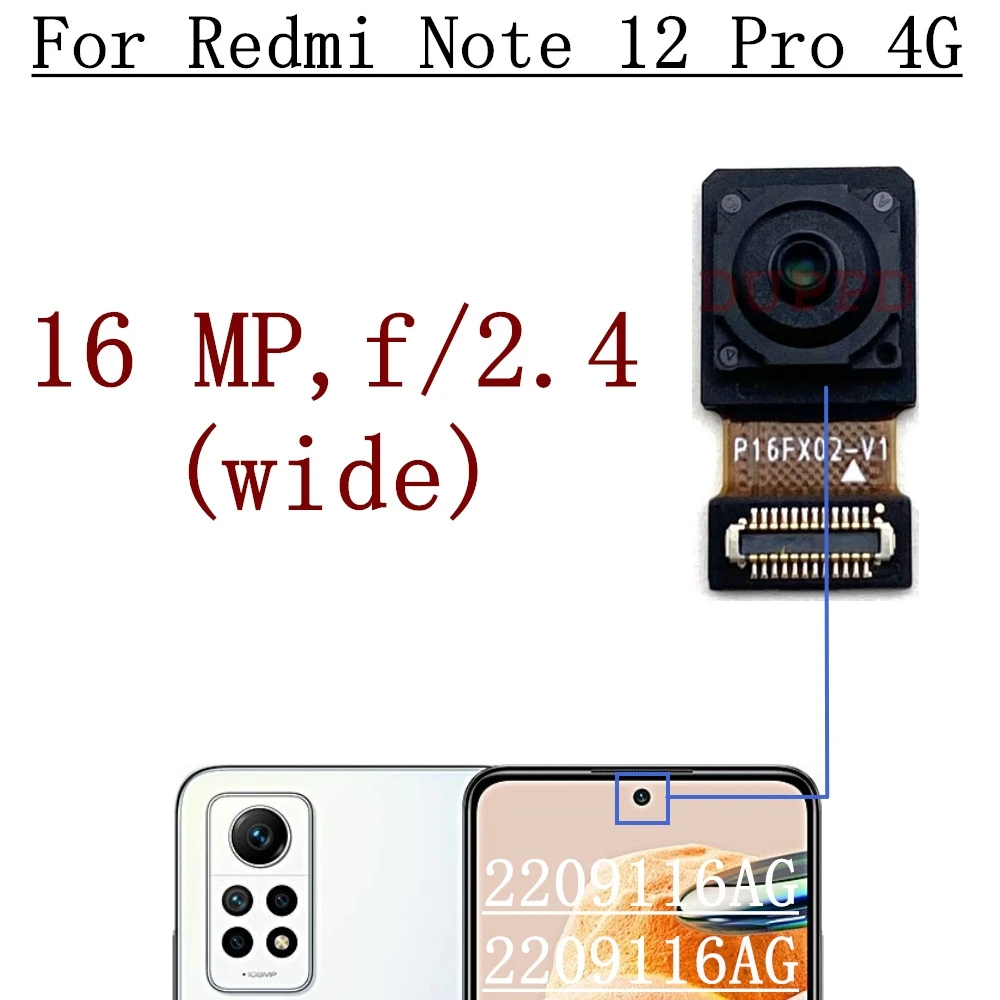 Rear Front Camera For Xiaomi Redmi Note 12 Pro 4G 2209116AG Back Main Facing Wide Camera Flex Cable Repair Parts