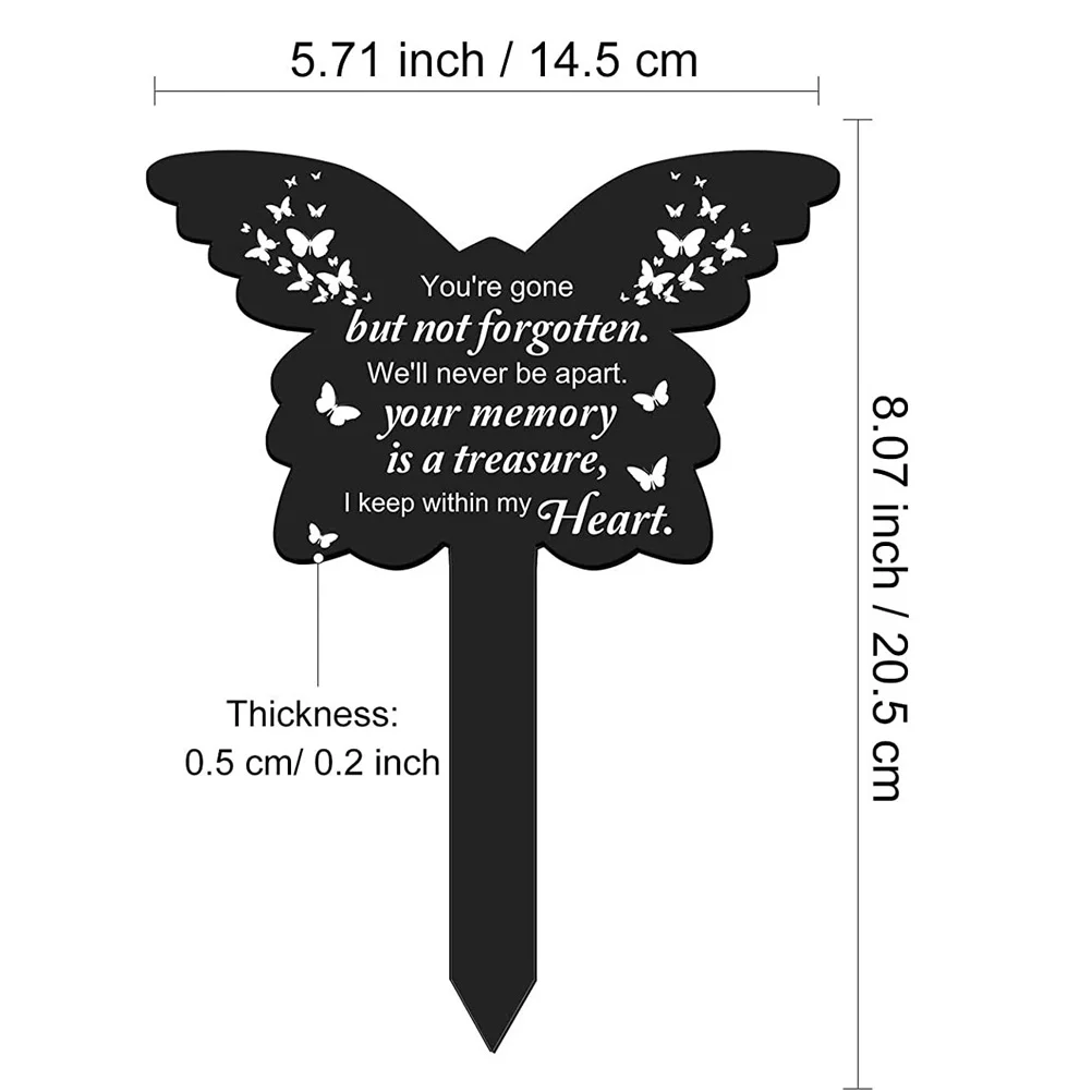 Grave Stakes for Cemetery Outdoor Memorial Butterfly Plaque Garden Decorative Gardening (Type A) Decoration Commemorate Acrylic