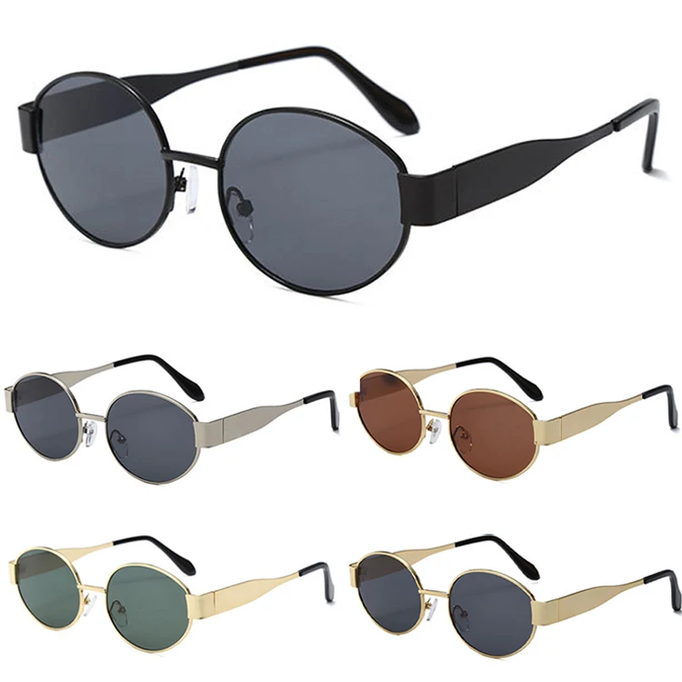 

Oval Sunglasses for Women Fashion Luxury Retro Sun Glasses Lady Classic Vintage Metal Frame Shades Punk Trendy Eyeglasses UV400
