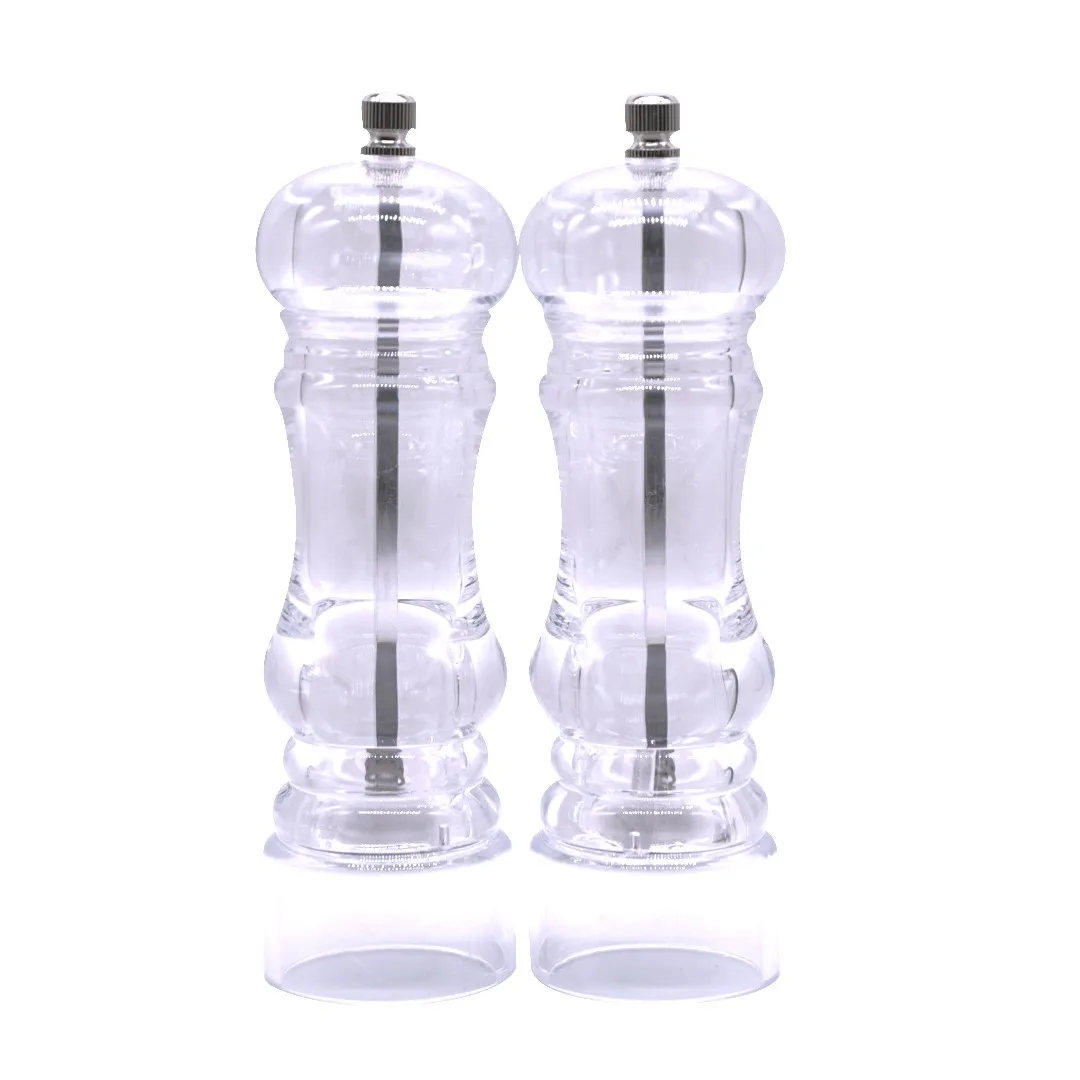 

Transparent Acrylic Salt and Pepper Mill Set Adjustable Manual Salt Pepper Grinder Set, Ceramic Rotater, Refillable Salt Peppe