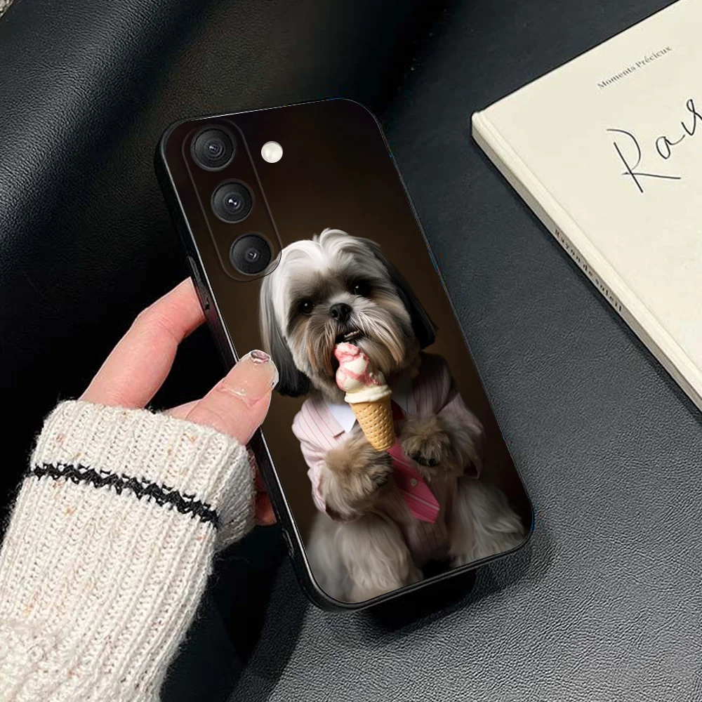 حافظة هاتف Pet Shih Tzu Dog لهاتف سامسونج جالاكسي S25، S24، S21، S22، S23، S30، Ultra، S20، Plus، Fe، Lite، Note، 10,9,5G غطاء أسود