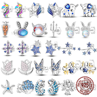 925 Sterling Silver Cat's Eye Devil Flower Butterfly Cloud Elephant Star Earring For Women Luxury Wedding Anniversary Jewelry