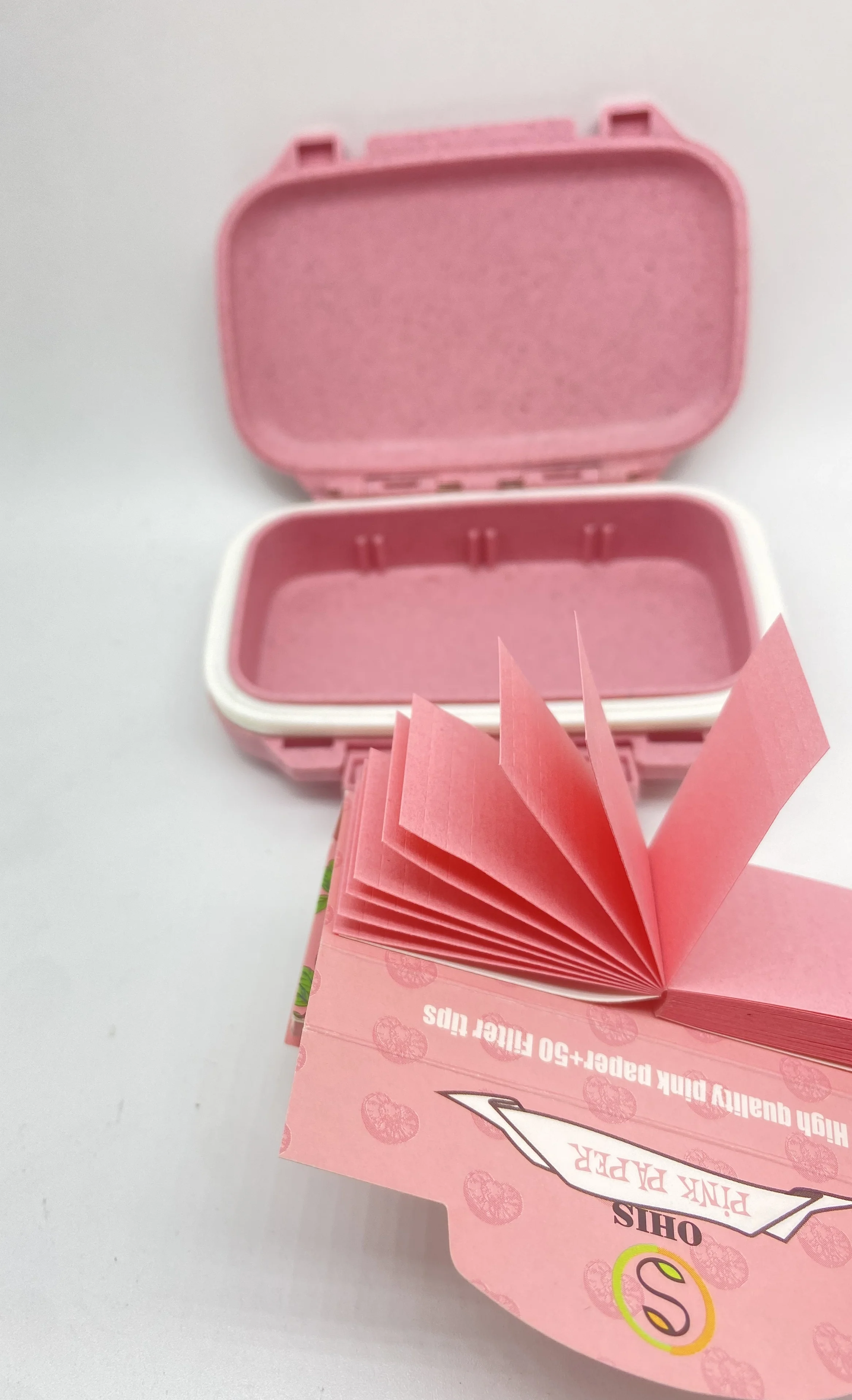 Pink Set Wheat Straw Cigarette Case With 1booklet Pink Rolling Paper Filter Tip Smoking accessories