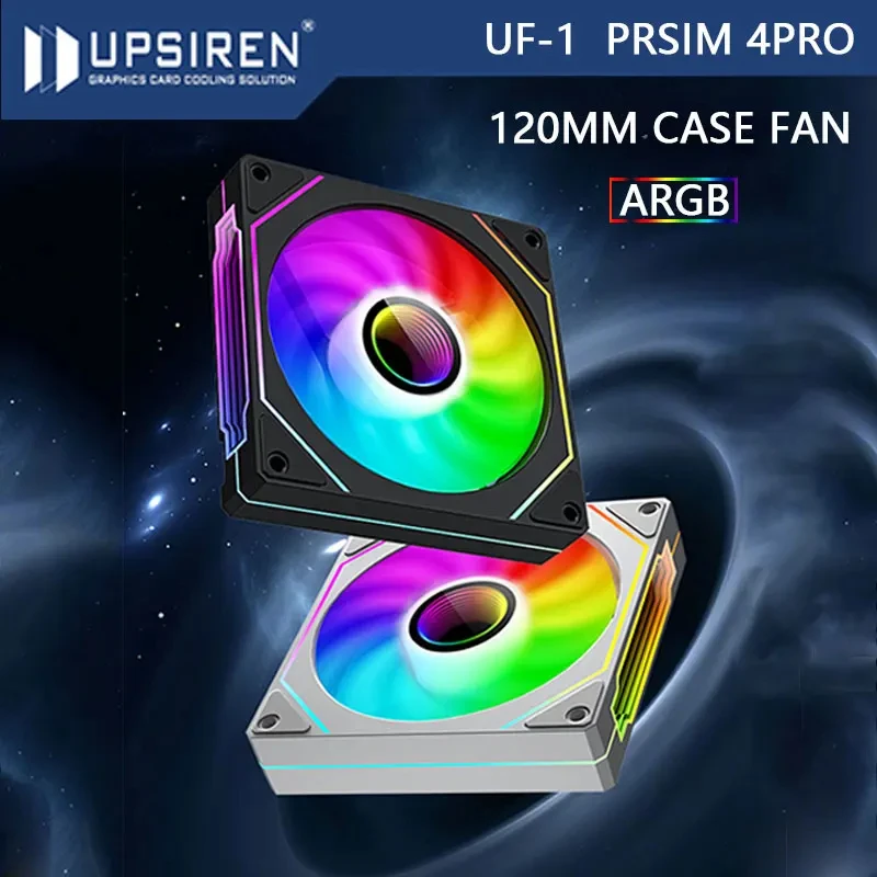 UPSIREN UF-1 PRISM 4 PRO Computer Chassis Fan 12cm ARGB 4 Pin PWM Quiet Cooling Fan 12V Large Air Volume 45.2CFM/600-1500RPM