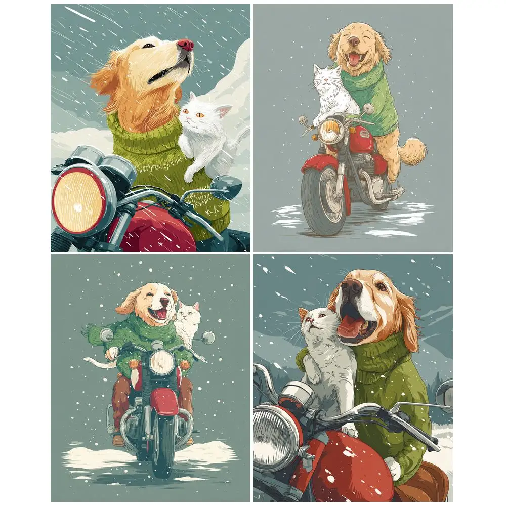 GATYZTORY Painting By Number Adults New Frame Gift Modern Animals cartoon dog Wall Art Canvas Color