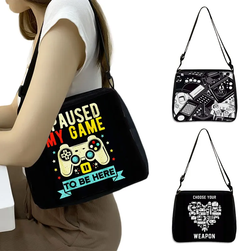 

Funny Choose Your Weapon Gamer Print Shoulder Bag Women Adjustable for Travel Underarm Bags Video Game Fan Crossbody Bag Gift