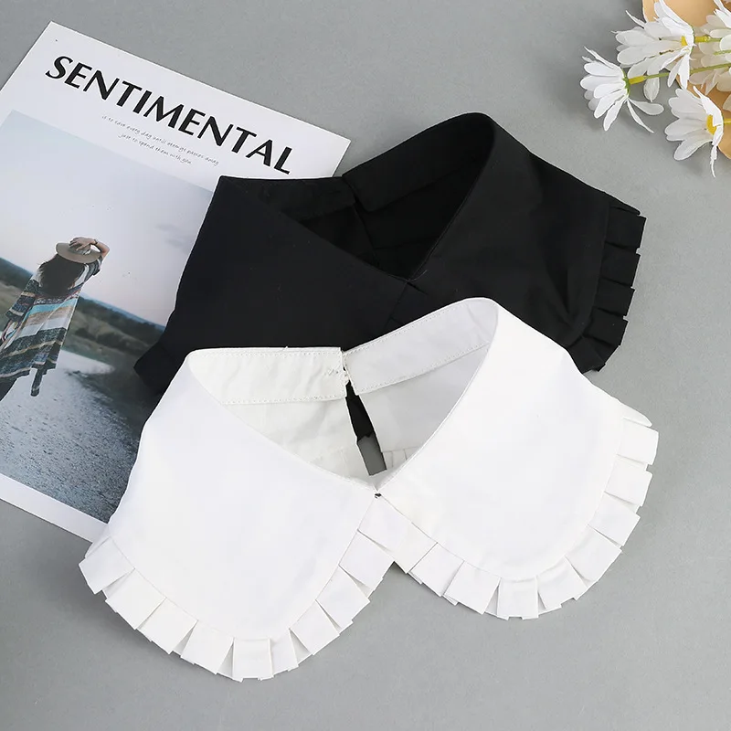 White Cotton Fake Collar Women Black Detachable Collars for Women False Shawl Shoulder Wrap Lapel False Collars Woman Tie