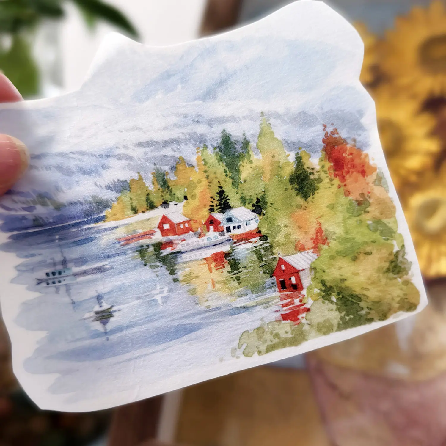 Vibrant Small Town & Cherry Blossom Paradise Washi Tape - PET Material for Scrapbooking Crafts