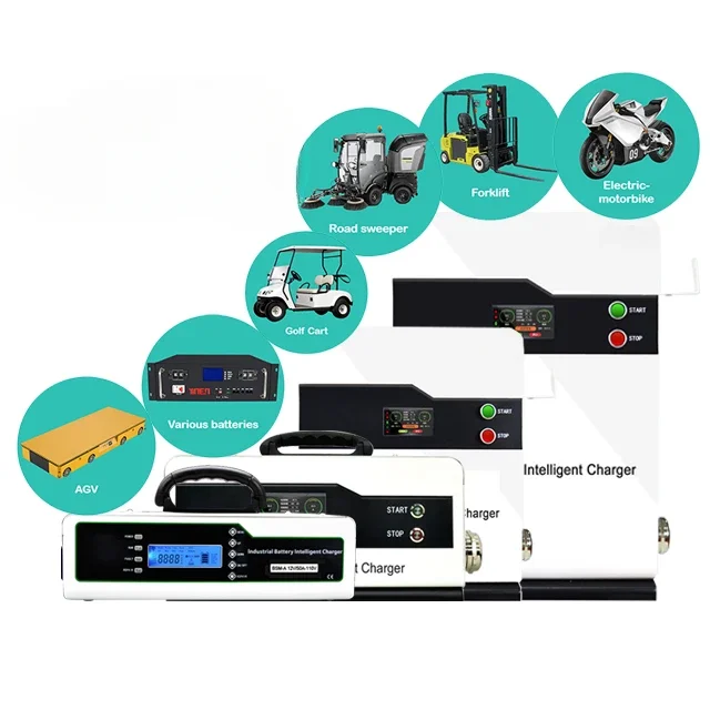 Industrial three phase battery charger 24V 100A high power automatic 48 V 150 amp fast battery charger with lcd display