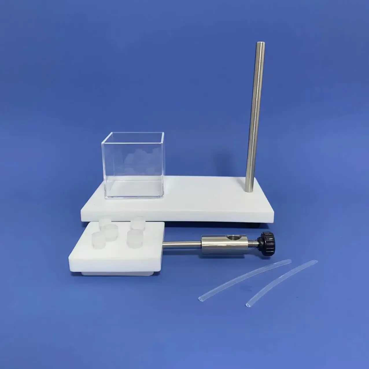Square Quartz Electrolytic Cell Bracket (50 * 50 * 50mm, Including Quartz Electrolytic Cell, Bracket, Customized Cover Hole)