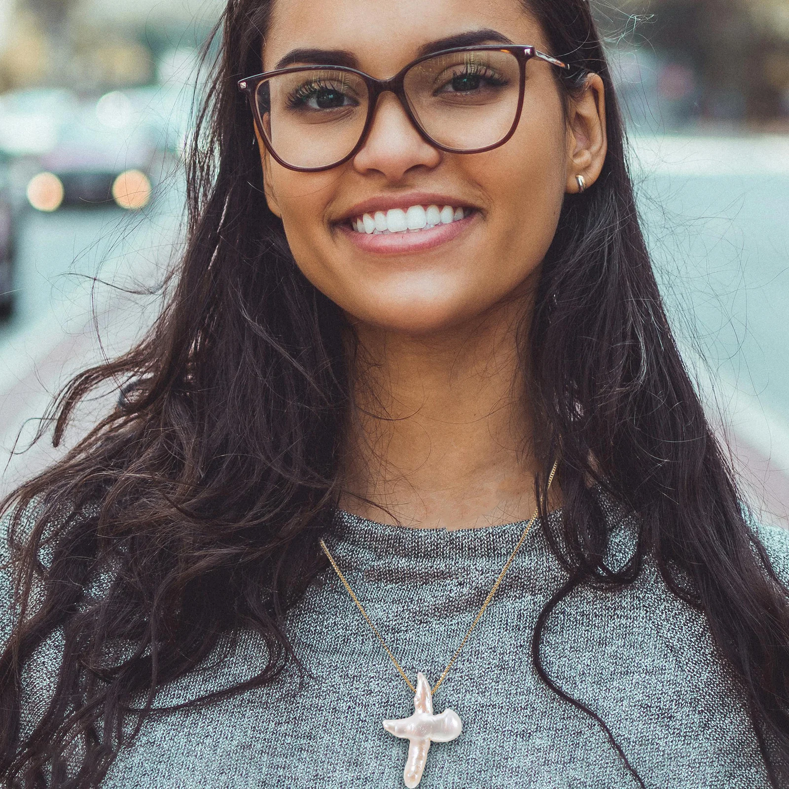 

Pearl Minimalist Freshwater Pearl Crucifix Pendant Daily Wear Religious Jewelry for Women Teens Special Occasions