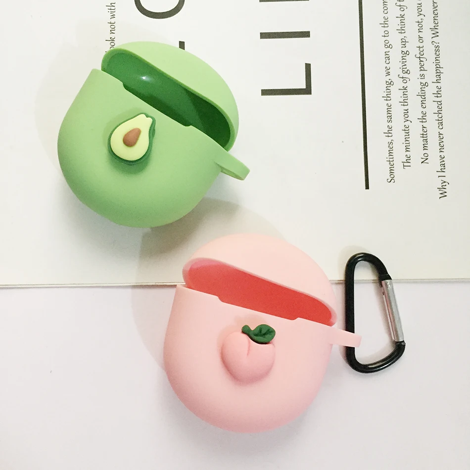Untuk Xiaomi Redmi Bud 4 Casing Lucu Persik Gantungan Kunci Earphone Silikon Melindungi Casing Aksesoris Kotak Redmi Buds4