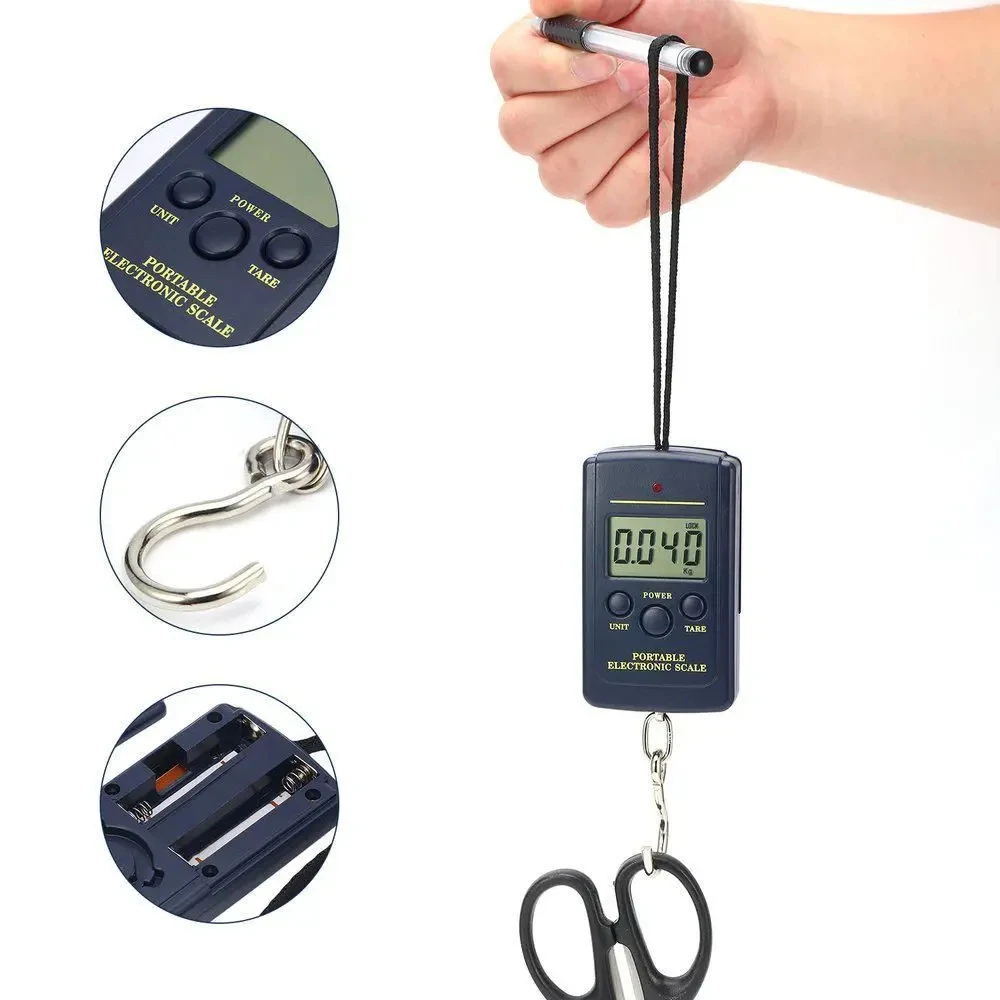 40kg Digital Electronic Scale Without Backlight Bubble Bags Mini Fishing Luggage Travelling Hanging Hook Kitchen Weighing Tools