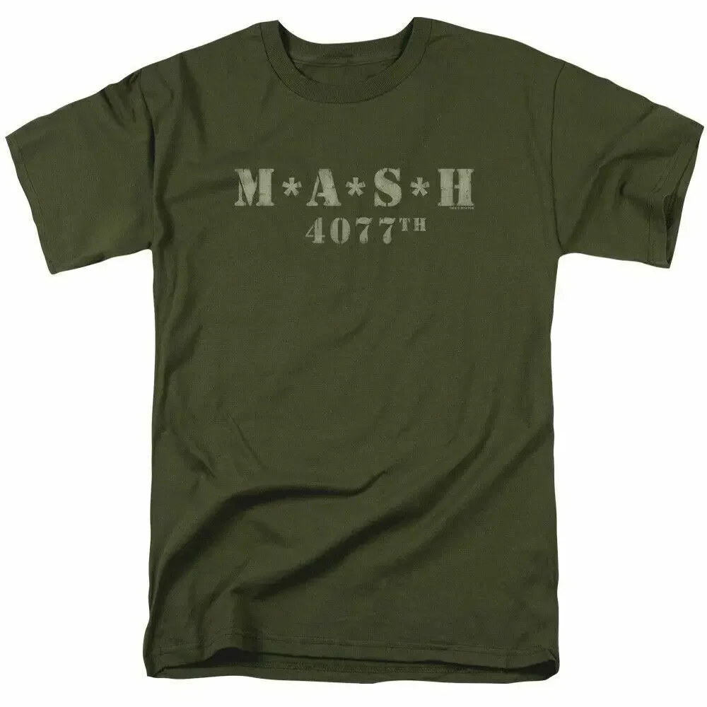 Мужская футболка Mash Distressed Logo T Shirt 4077 с лицензионным принтом по мотивам классического телешоу, цвета хаки