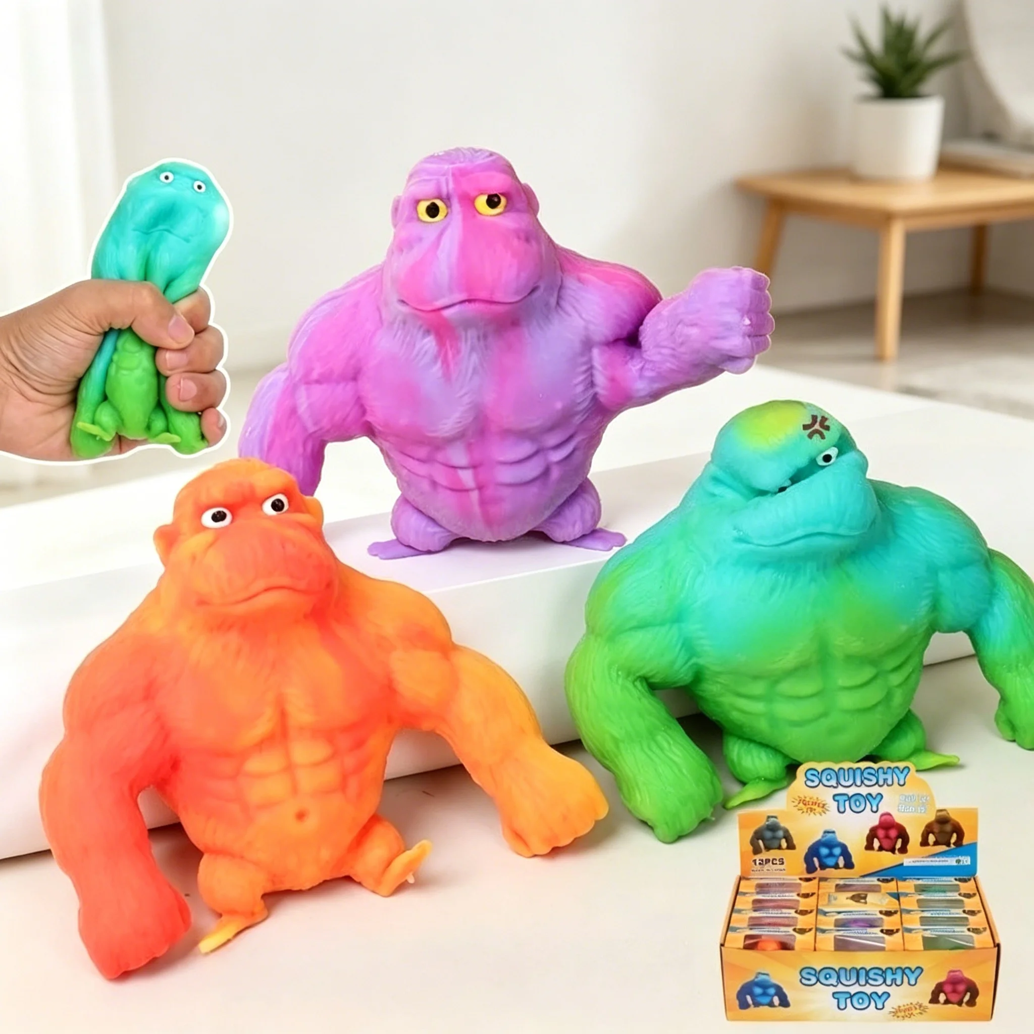 

New Super Stretchy Gorilla Monkey Squeeze Fidget Toy Soft Squishy Sensory Emotion Relief Toy Anti-Stress Fidget Ornament