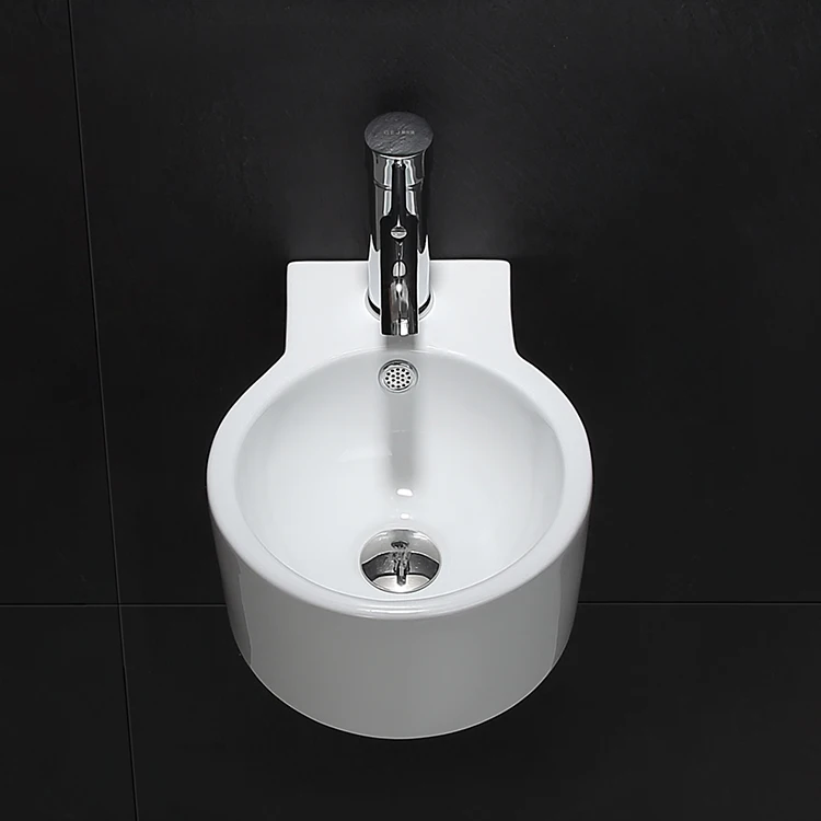 

Wholesale White Round Washbasin Bowl Ceramic Wall Hanging Washbasin Bathroom Irregular Shape Washbasin