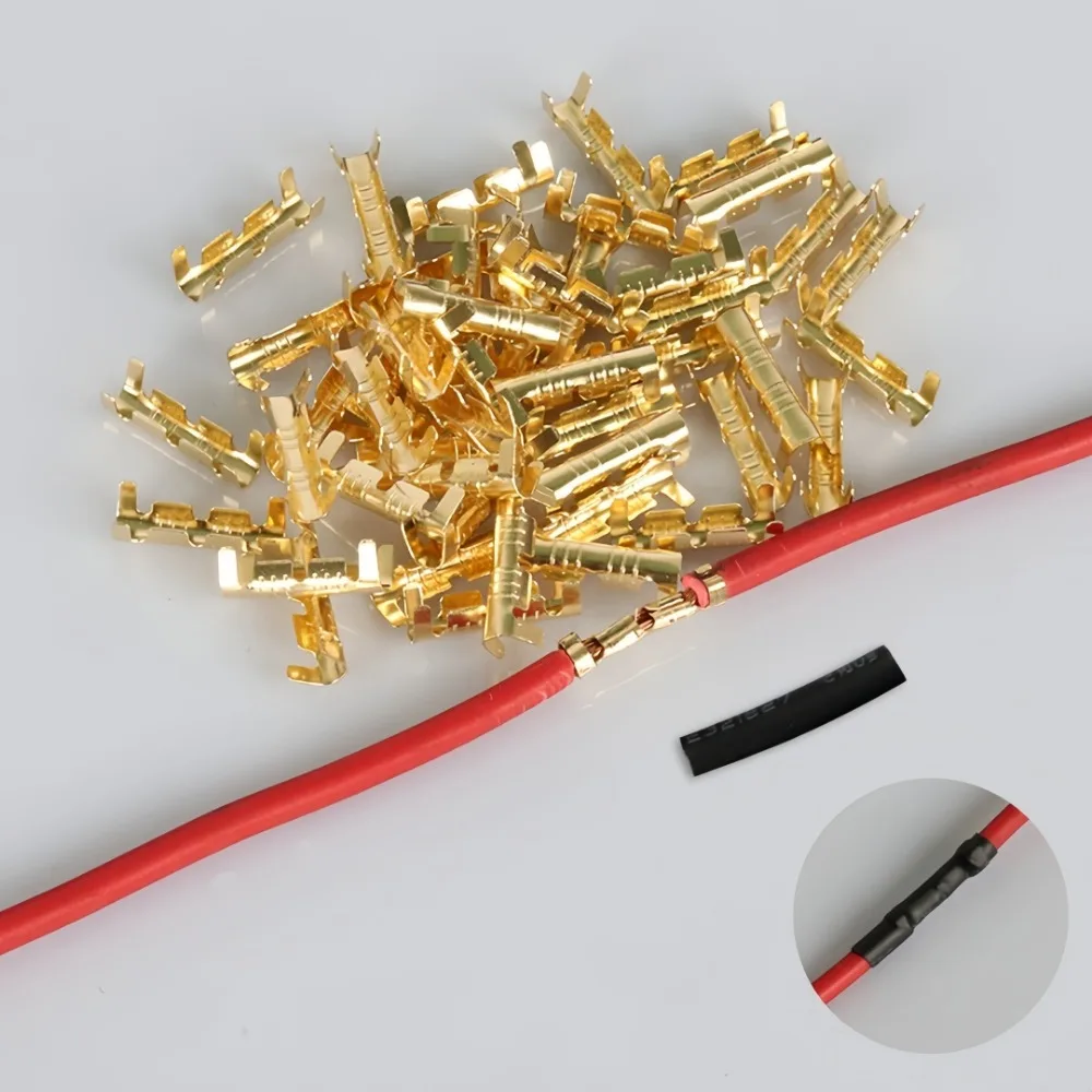 50/100set Brass Crimp Terminals Connector 0.5-1.5mm U-Shaped Wire Docking Connectors Brass Buckle Line Press Connector Terminal