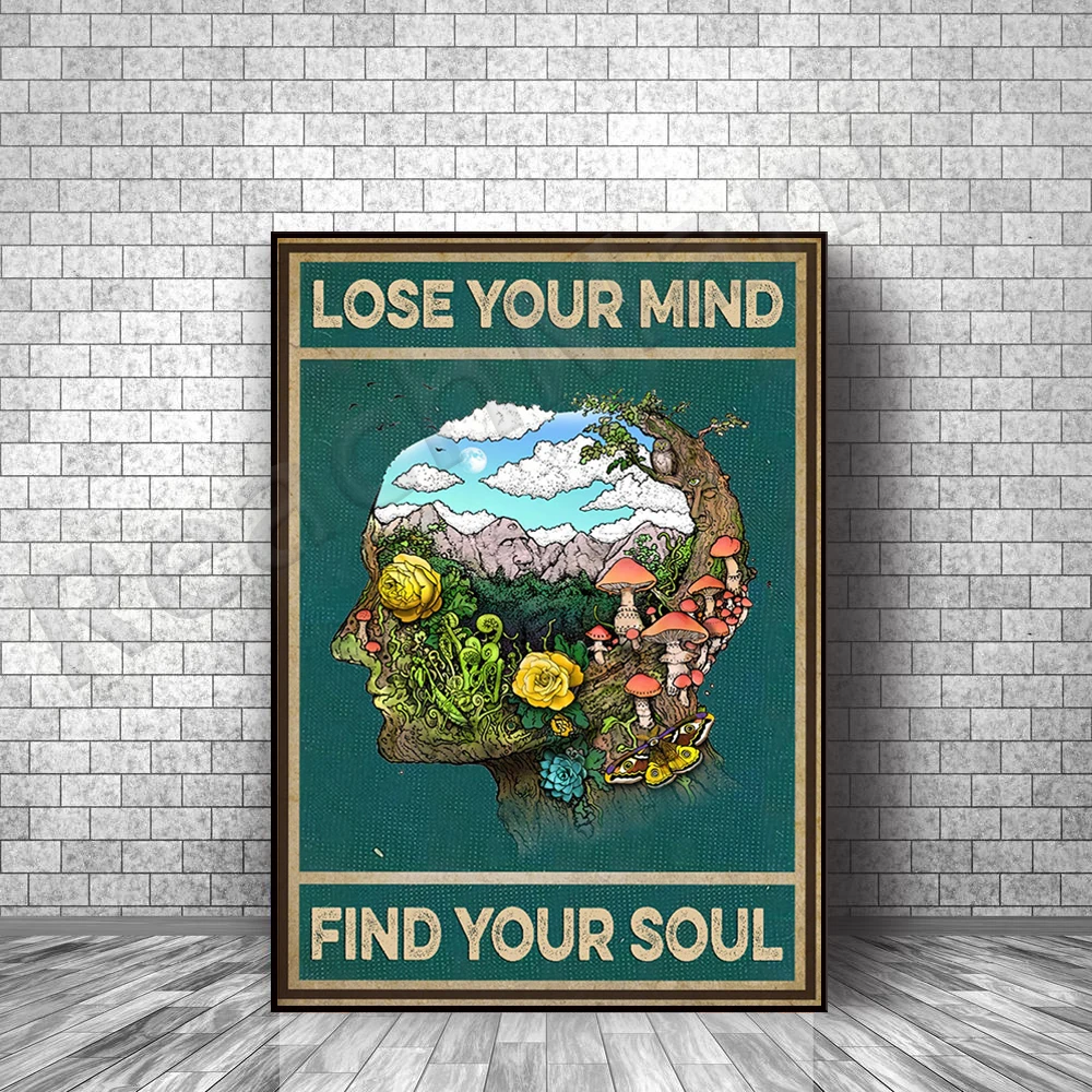 Lose your mind find your soul retro poster, love hiking retro poster, love camping poster, adventure retro poster