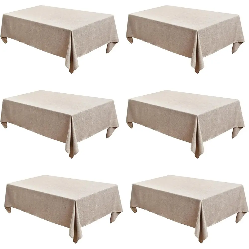 

aux Linen Tablecloths or RecTables - 90 x 156 Inch - 6 Pack abric Textured Washable Table Clothes loor Lenghth Table Covers or W