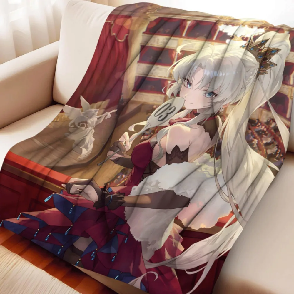Anime Flannel Throw Blanket Clarissa Silver High Ponytail Blue Eyes Noble Opera Dress Anime Girl Soft Warm Bedding Sofa Gift