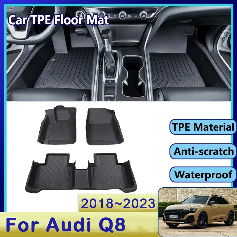 

Car Floor Mat For Audi Q8 2018 2019 2020 2021 2022 2023 Luxury Waterproof Mud Carpet TPE Foot Pad Full Rug Tappeto Accessories