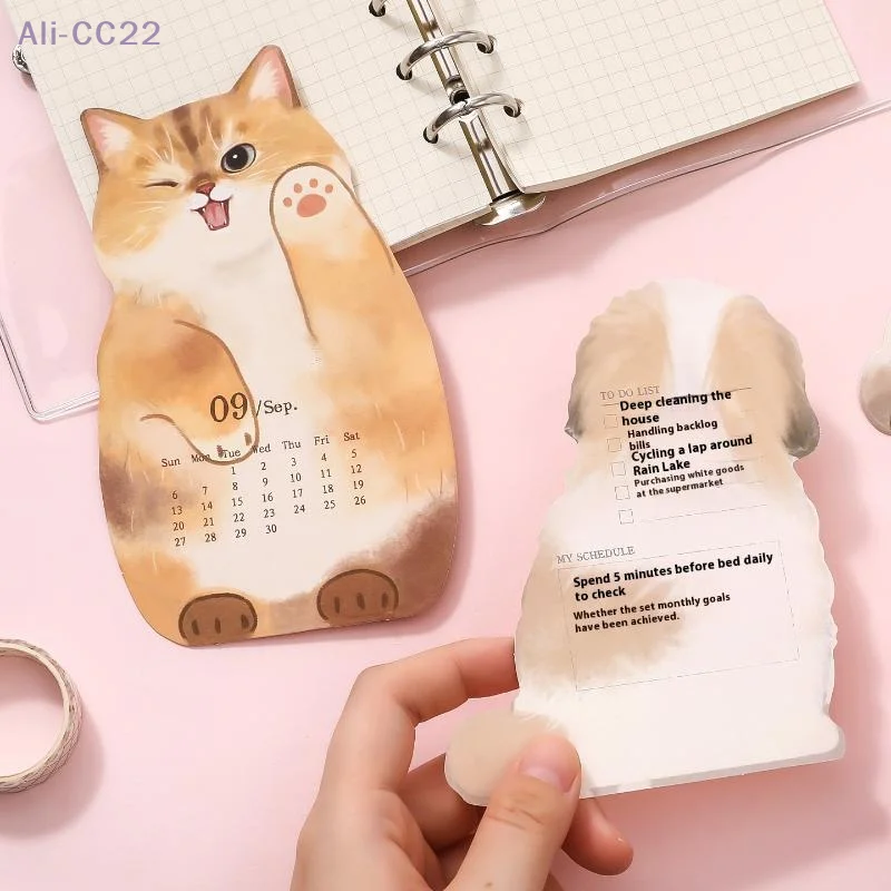 {MX} 2026 لطيف القط الكلب سلسلة أجندة مكتبية /رزنامة مكتبية مع قاعدة خشبية الجدول مخطط اليومية جدولة مذكرة ملاحظات مكتب زينة زخرفية #6