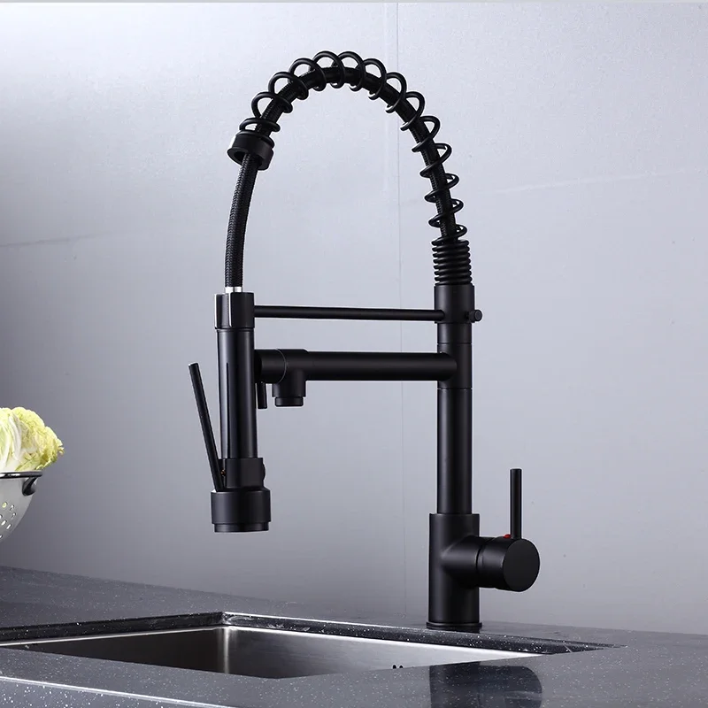 003 Luxury pullout sink taps pull out kitchen faucet matt black with pull down sprayer kitchen tap kitchen sink faucet